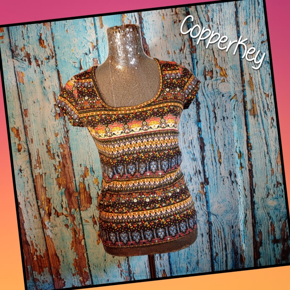 😘✌CopperKey short sleeve sheer top